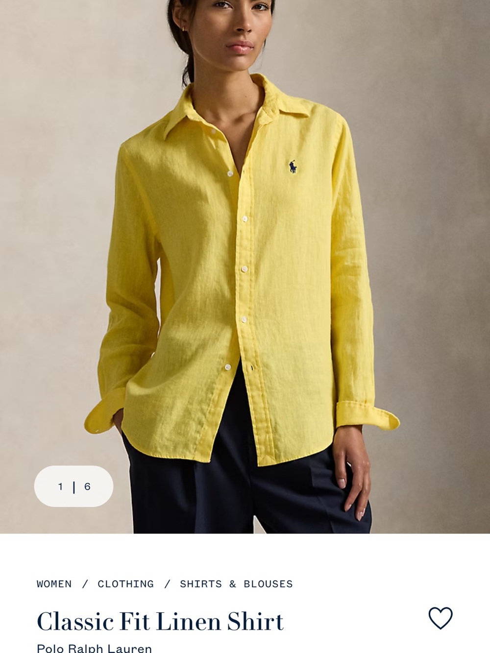 Polo by Ralph Lauren Women's Linen Button-Down Shirt in Yellow